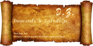 Dvorzsák Zoltán névjegykártya